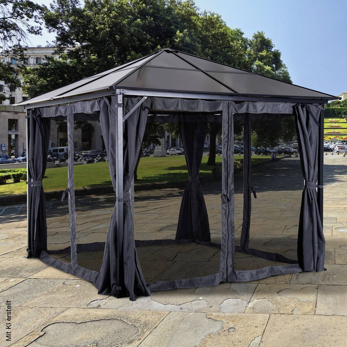 Outsunny Gartenpavillon braun Alu B/H/L: ca. 300x265x300 cm