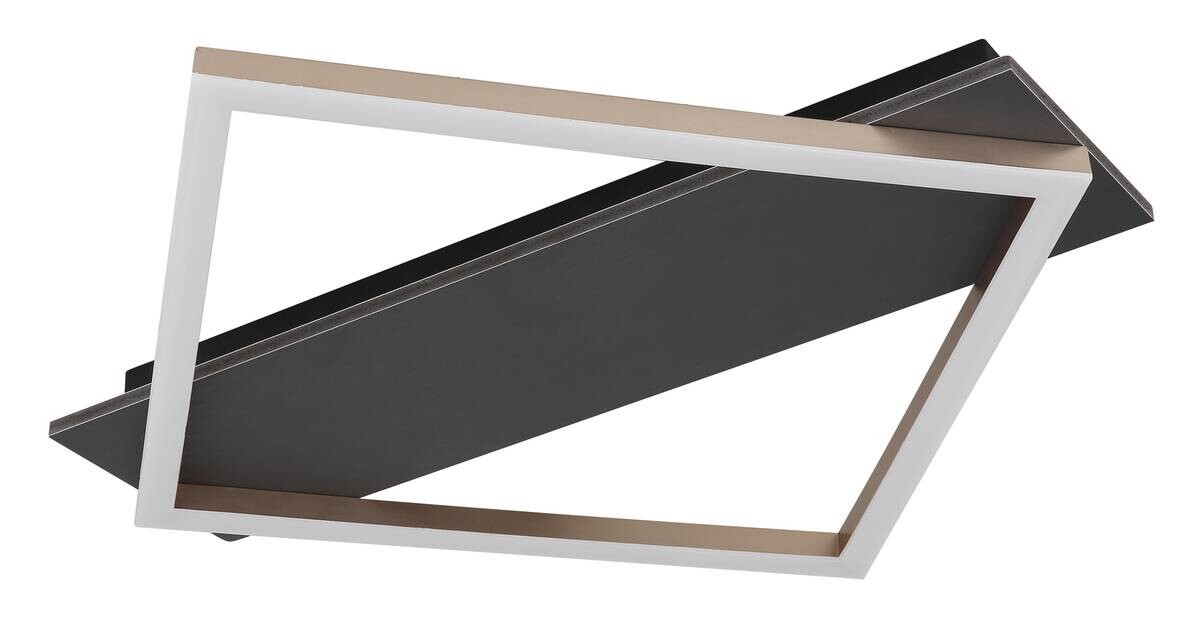 GLOBO LED-Deckenleuchte Opal champagner mattschwarz Metall Kunststoff MDF B/H/L: ca. 46,7x6x52 cm 1 Brennstellen