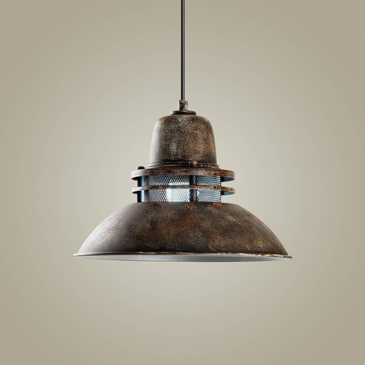 Pendelleuchte Kupfer Metall B/H/L/D: ca. 34x123x34x34 cm E27 1 Brennstellen