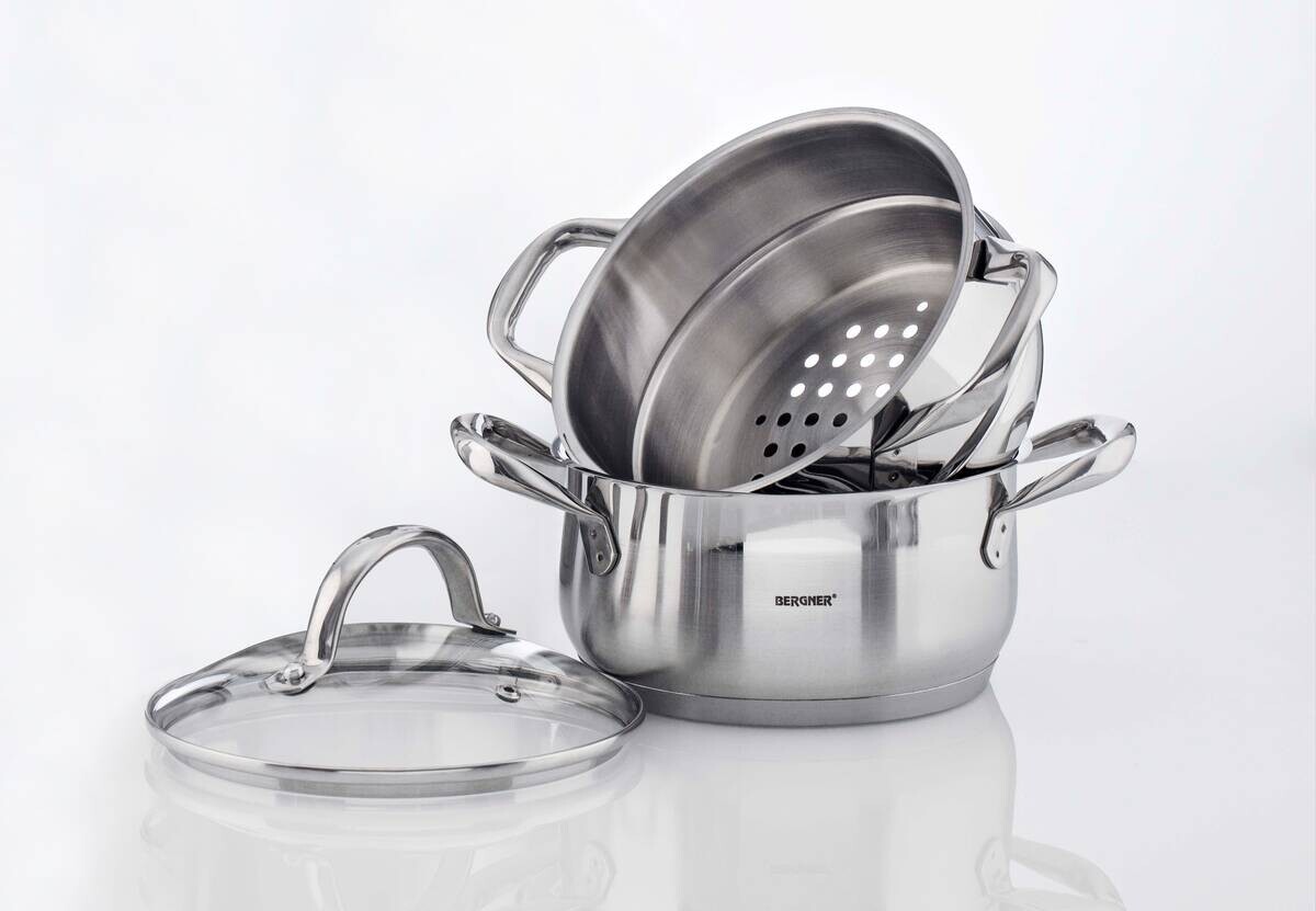 BERGNER Topfset Gourmet silber Edelstahl 3 tlg.