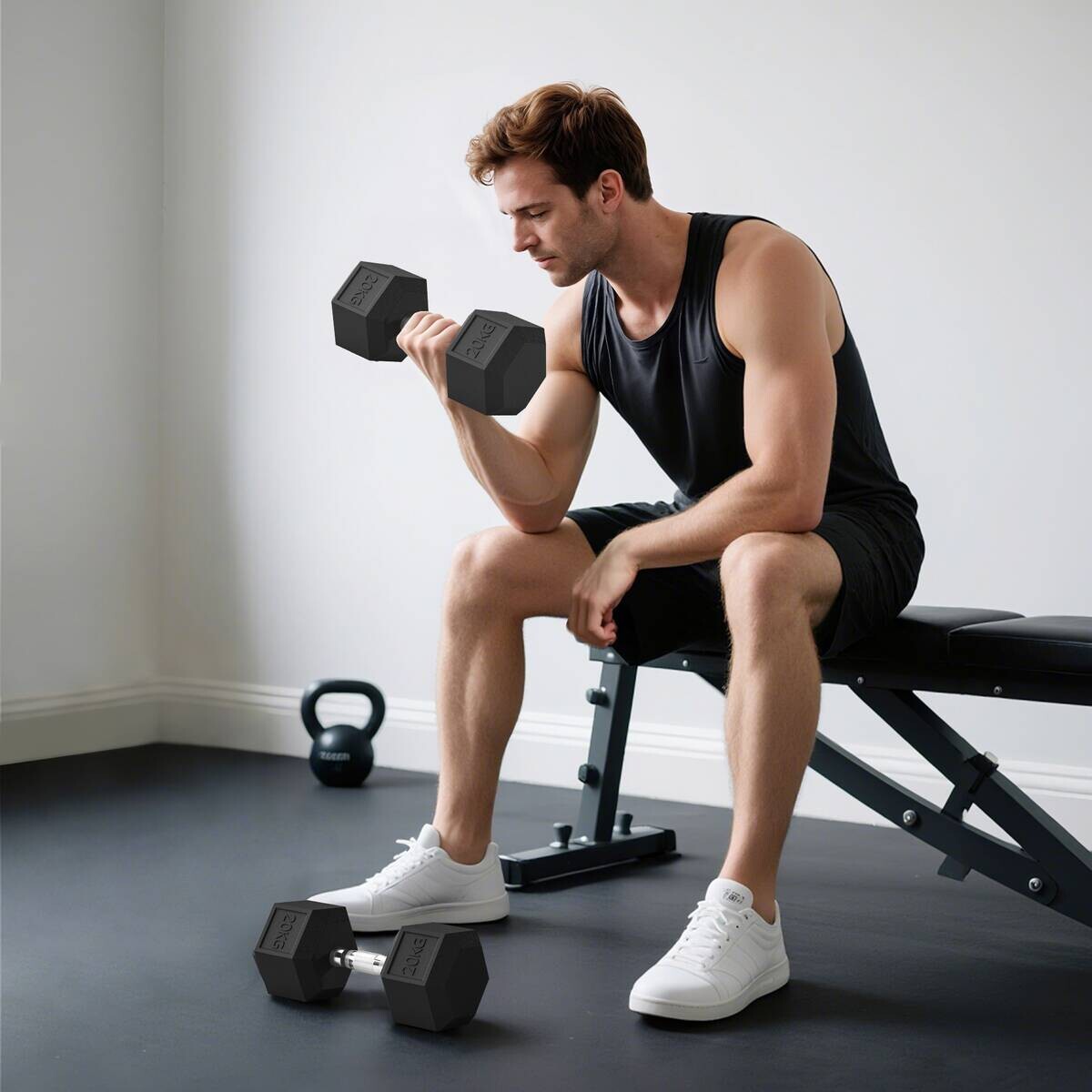 HOMCOM Gummi-Hantel schwarz Gummi B/H/L: ca. 16,6x35,6x16,6 cm