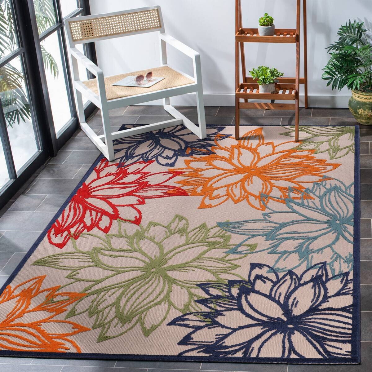 Sanat Outdoorteppich FLORAL bunt B/L: ca. 140x200 cm