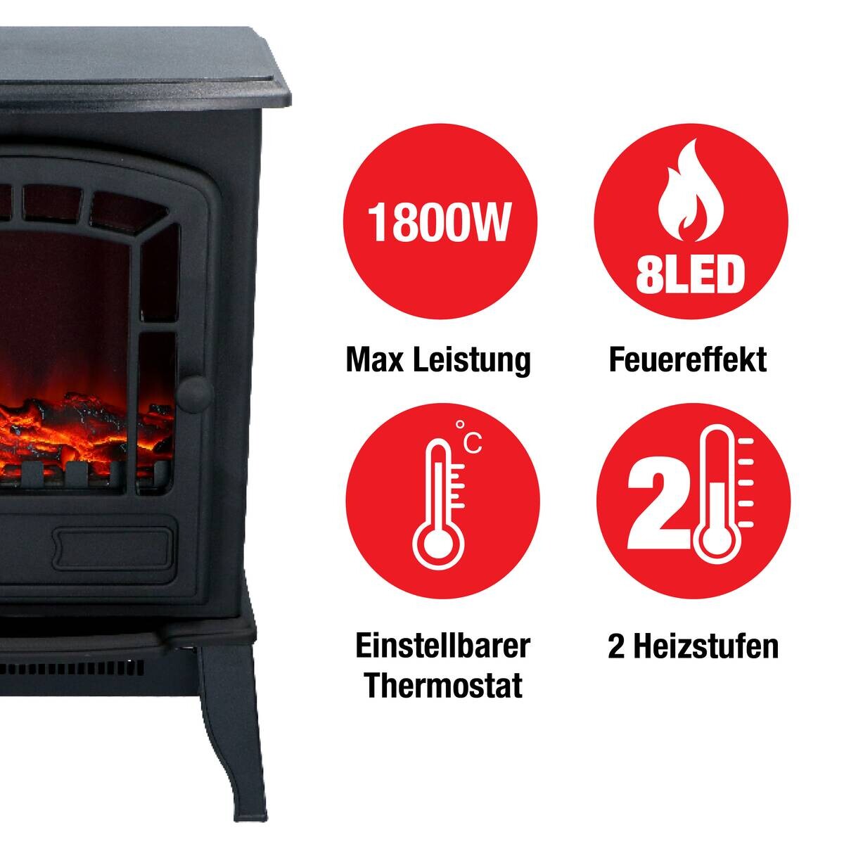 Elektrokamin schwarz B/H/L: ca. 51x59x28 cm ca. 1800 W