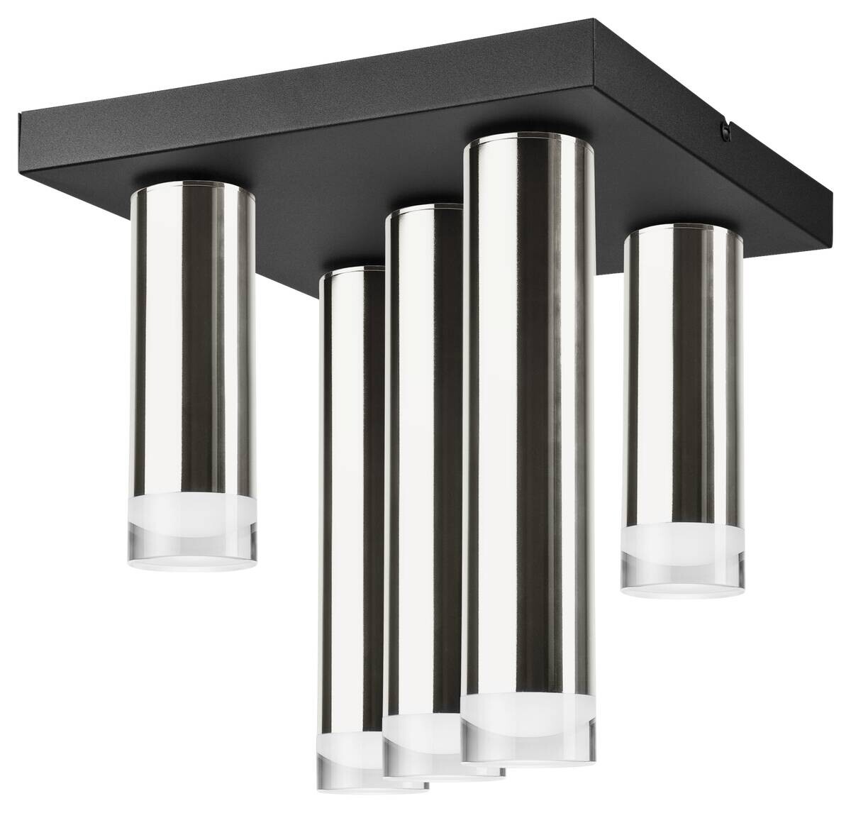 Lamkur Deckenleuchte schwarz silber Stahl B/H/L: ca. 30x31,5x30 cm E27 5 Brennstellen
