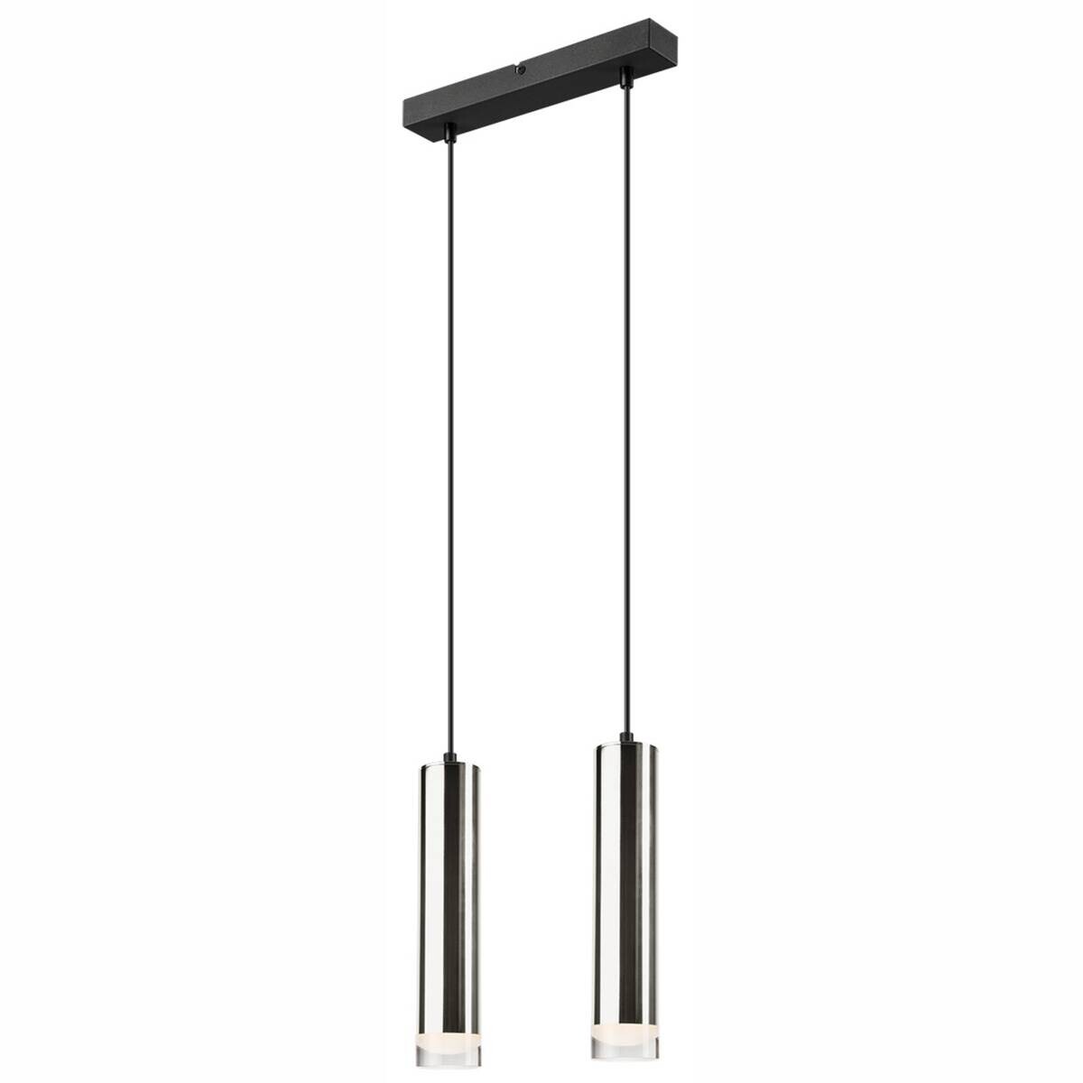 Lamkur Pendelleuchte schwarz Stahl B/H/L: ca. 8x99x32 cm E27 2 Brennstellen