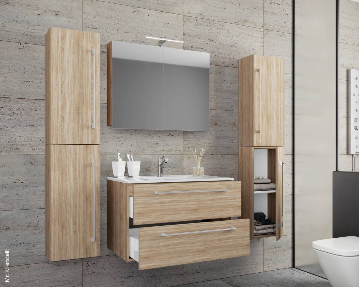 Waschplatz 5tlg-Badinos Eiche Sonoma Nachbildung B/H/T: ca. 80x50x46 cm