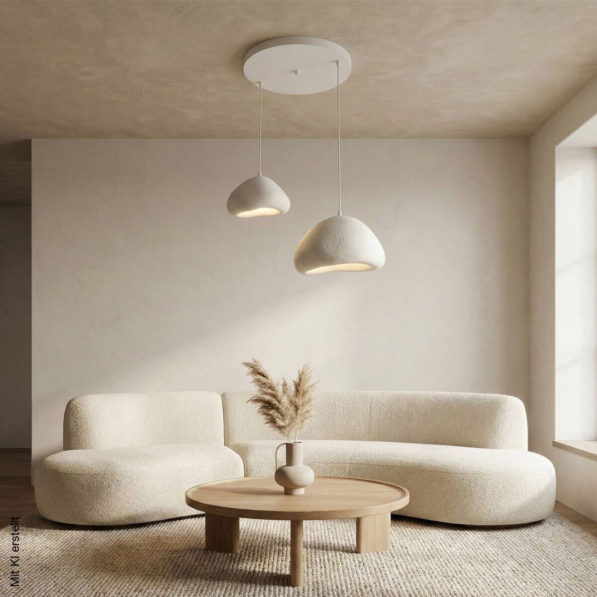 Opviq Pendelleuchte weiß B/H/T: ca. 70x115x70 cm E27 2 Brennstellen