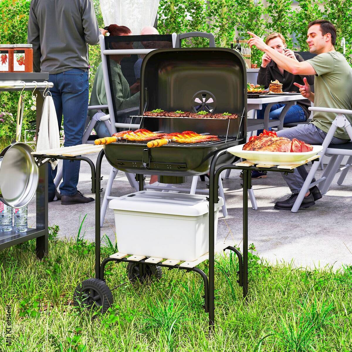 Outsunny Grill Stahl B/H/L: ca. 54x91x98 cm