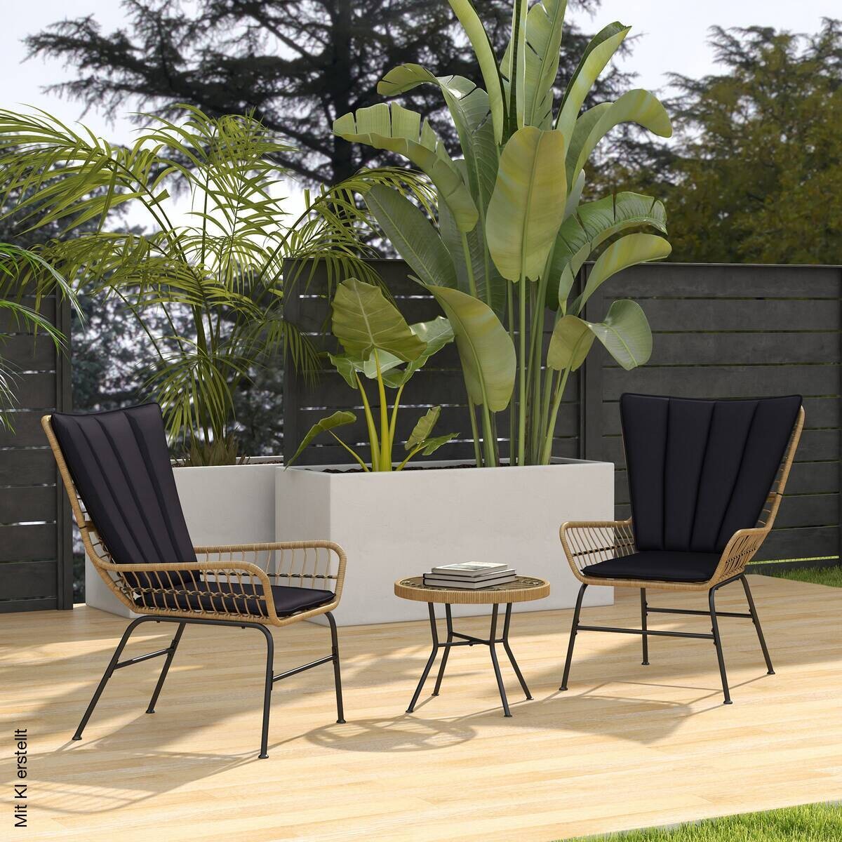 Outsunny Bistro-Set schwarz Polyrattan B/H/L: ca. 68x95x78 cm