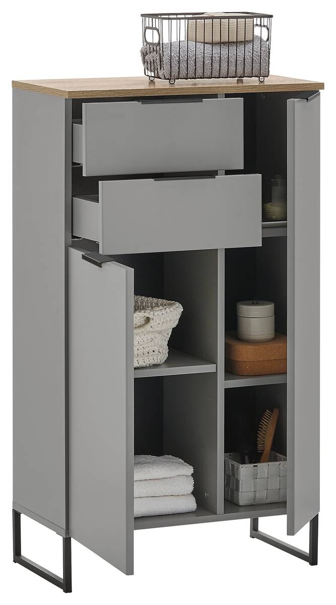 Midischrank Denver grau matt Eiche Evoke Coast Nachbildung B/H/T: ca. 60x106x32 cm