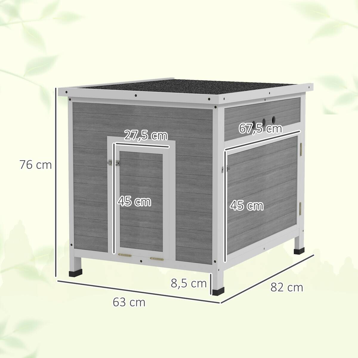 PawHut Entenhaus hellgrau Holz B/H/L: ca. 82x76x63 cm
