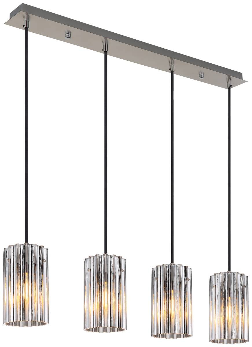 GLOBO Pendelleuchte nickel matt klar Glas Metall B/H/T: ca. 11,5x120x80 cm E27 4 Brennstellen
