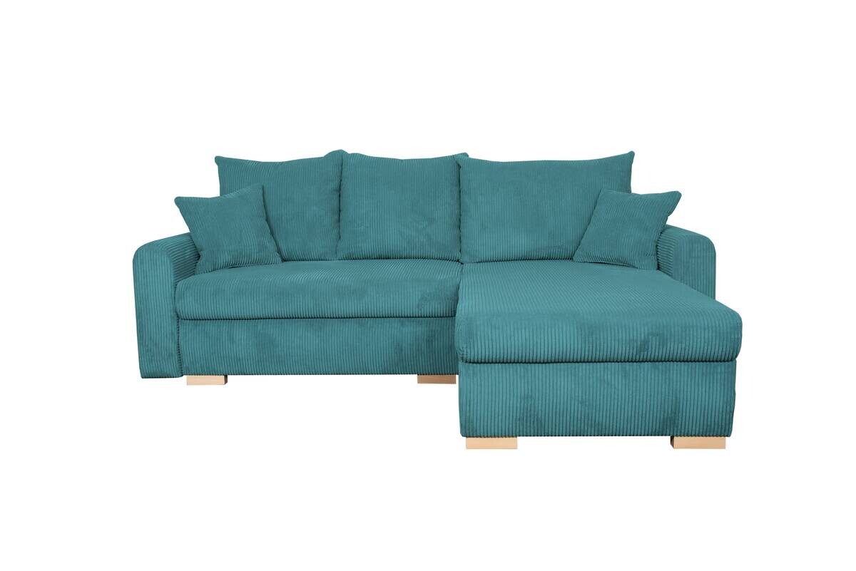 Ecksofa mit Bettfunktion und Bettkasten türkis Microfaser B/H/T: ca. 224,5x90x168 cm