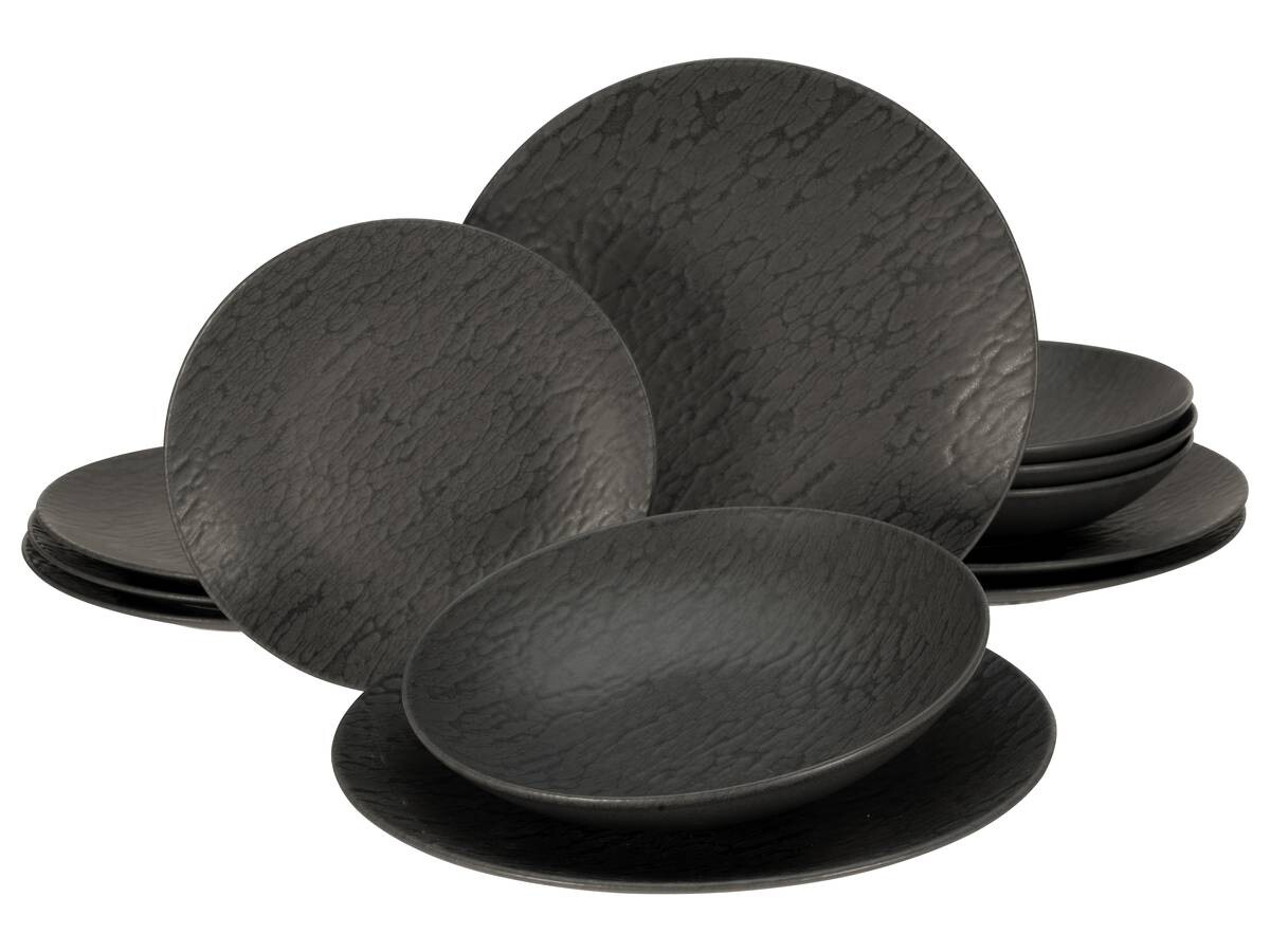 CreaTable Tafelservice Schiefer schwarz Steinzeug 12 tlg