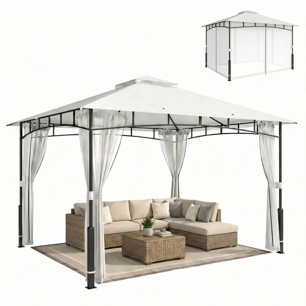 Outsunny Pavillon creme Polyester B/H/L: ca. 300x275x360 cm