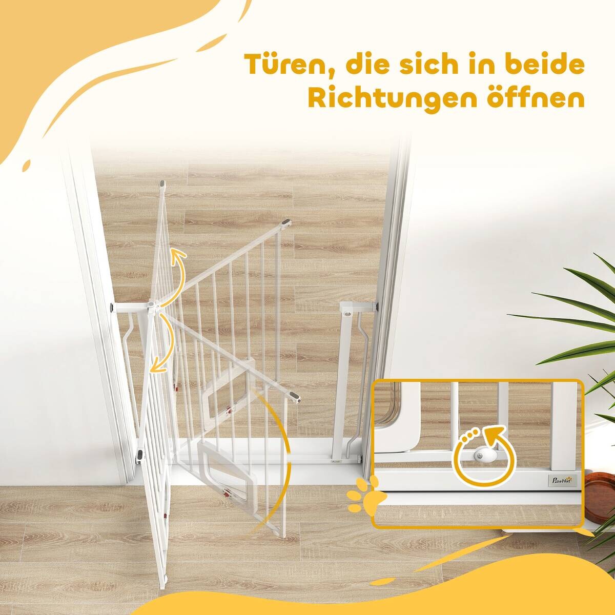 PawHut Treppenschutzgitter weiß B/H/T/L: ca. 2x76x2x85 cm