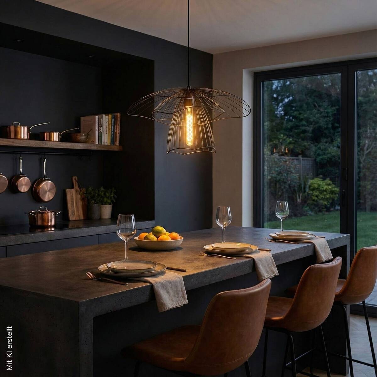 Opviq Pendelleuchte schwarz Eisen B/H/T/L/D: ca. 50x123x50x50x50 cm E27 1 Brennstellen