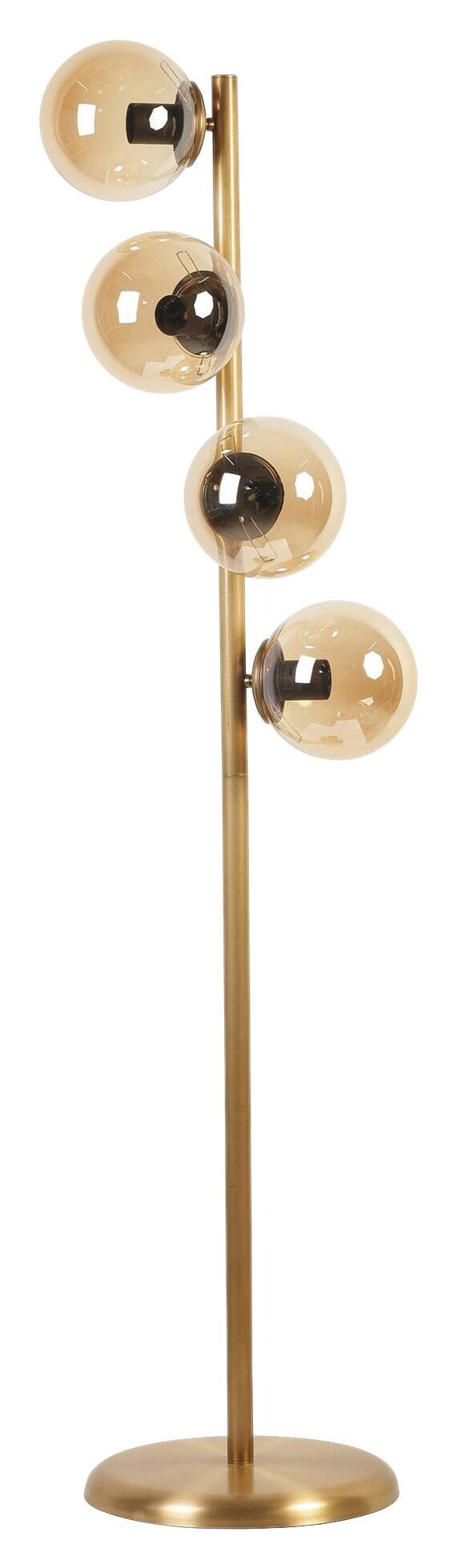 Opviq Stehlampe gold Metall Glas B/H/L: ca. 30x137x30 cm E27 4 Brennstellen
