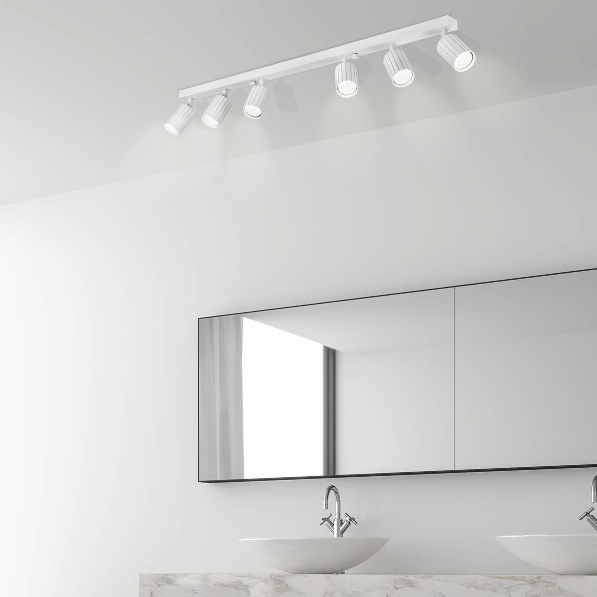 Lamkur Strahler Prisma weiß Stahl B/H/L: ca. 6,5x16,5x117 cm 6 Brennstellen