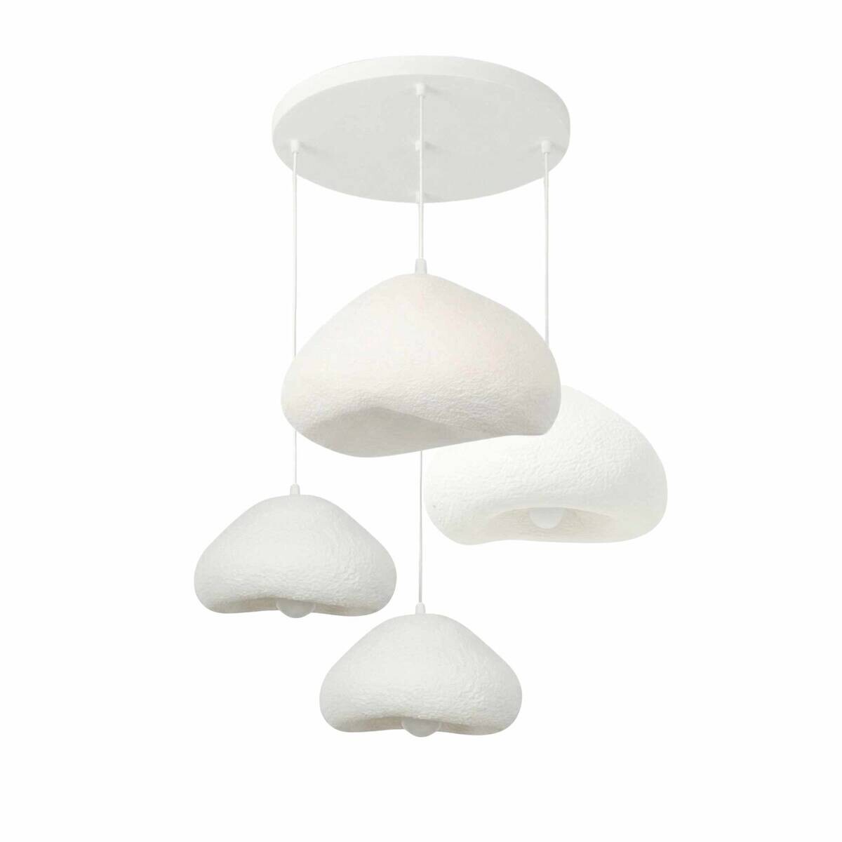 Opviq Pendelleuchte weiß Metall Fiberglas B/H/T/L/D: ca. 90x110x90x90x90 cm E27 4 Brennstellen
