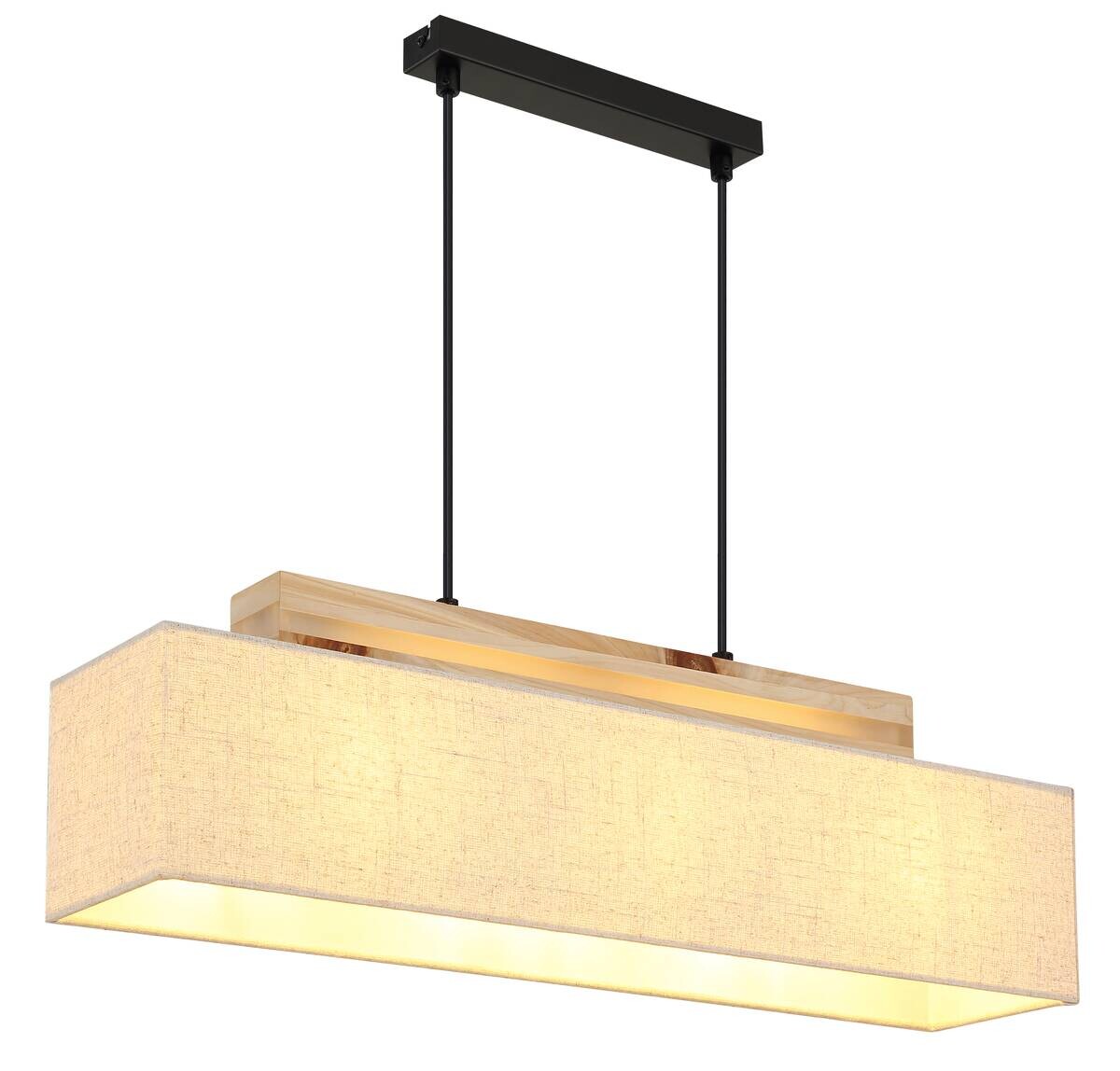 GLOBO Pendelleuchte ADAN schwarz Metall Leinen B/H/T: ca. 15x120x7 cm E27 3 Brennstellen