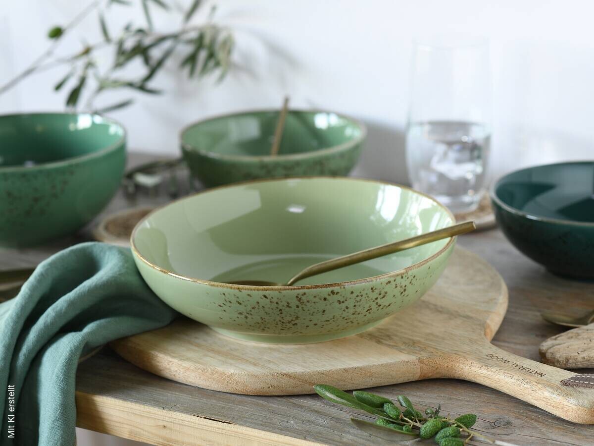 CreaTable Schüsselset Nature Collection grün Steinzeug