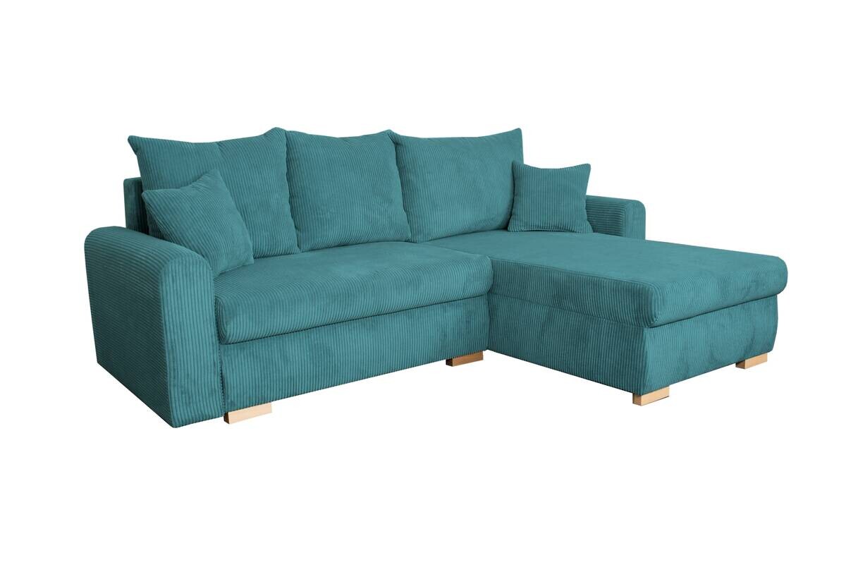 Ecksofa mit Bettfunktion und Bettkasten türkis Microfaser B/H/T: ca. 224,5x90x168 cm