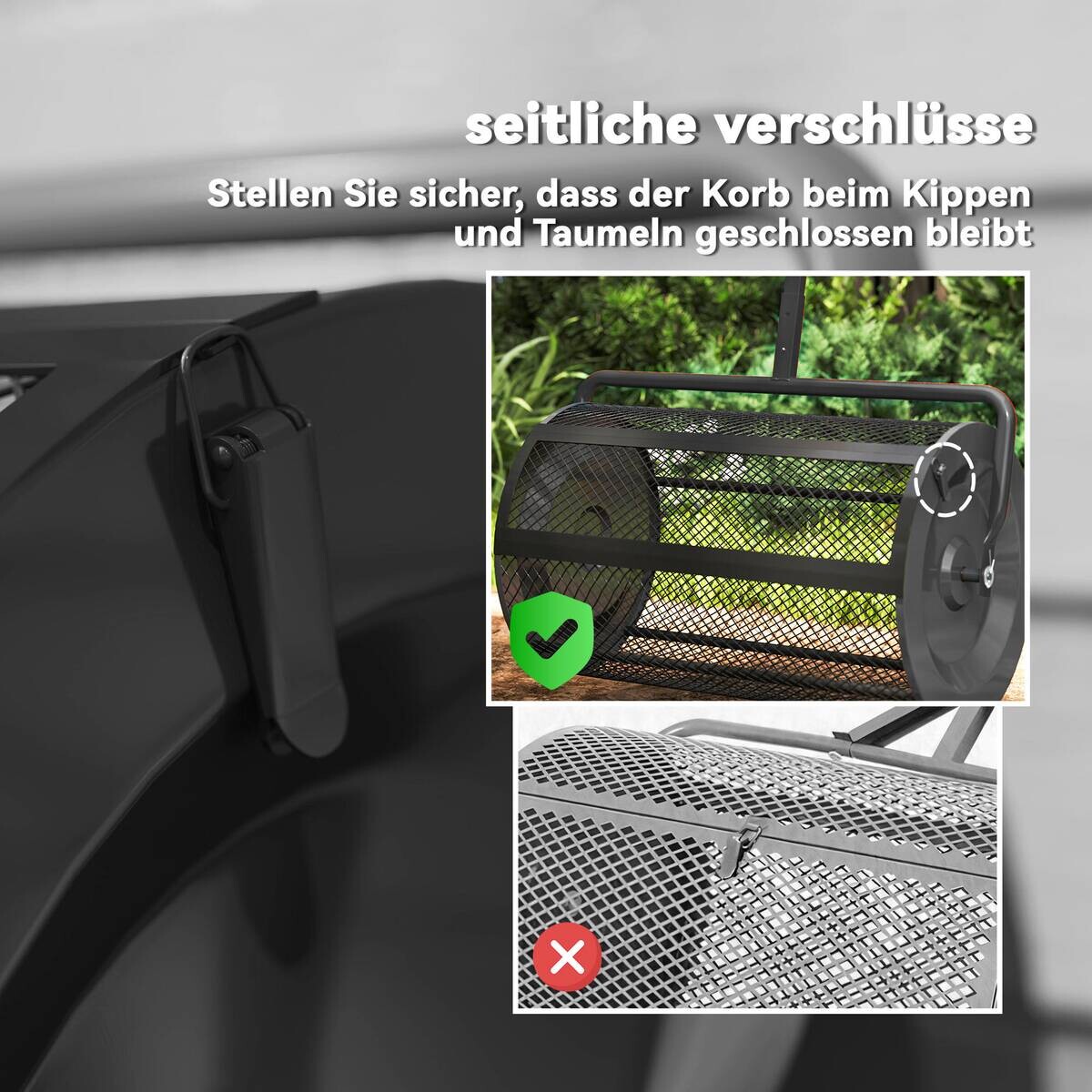 Outsunny Kompoststreuer schwarz B/H/T/L: ca. 40x112x40x70 cm