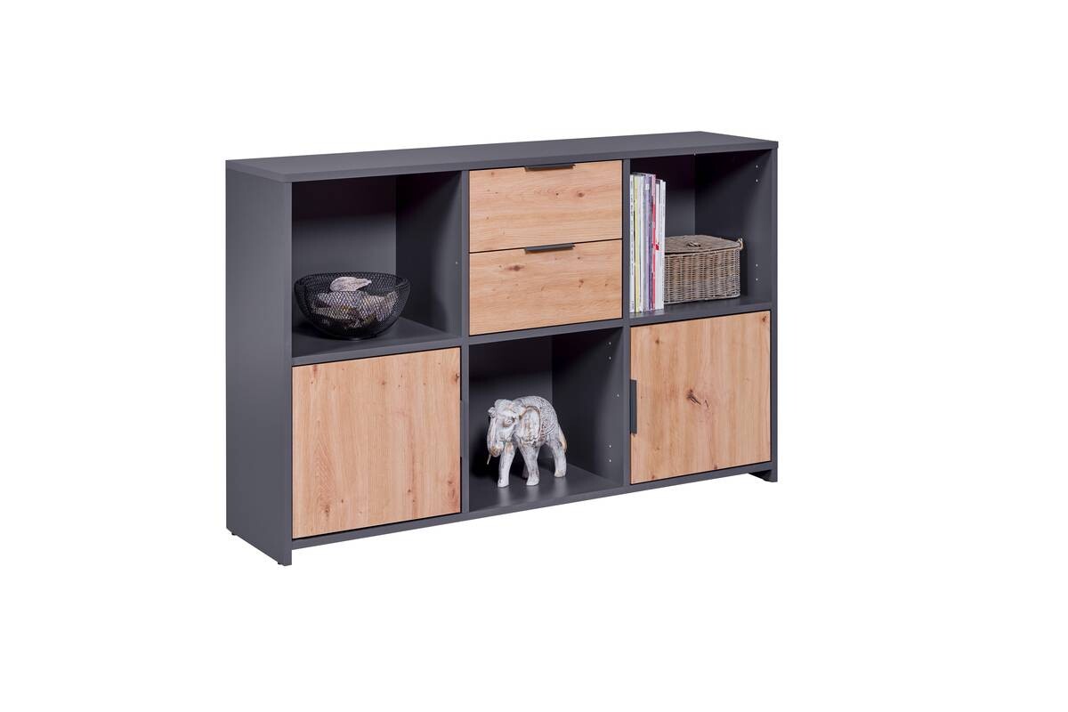 Regal Pepeto anthrazit Eiche Artisan Nachbildung B/H/T: ca. 120x77x30 cm