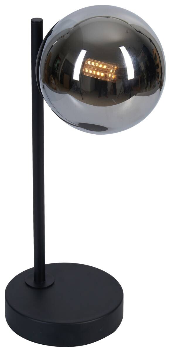 POCOline Tischleuchte Zeri schwarz Metall Glas B/H: ca. 12x32 cm E27 1 Brennstellen