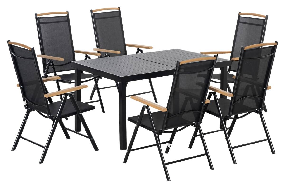 Outsunny Gartensitzgruppe schwarz Aluminium B/H/L: ca. 90x74x140 cm