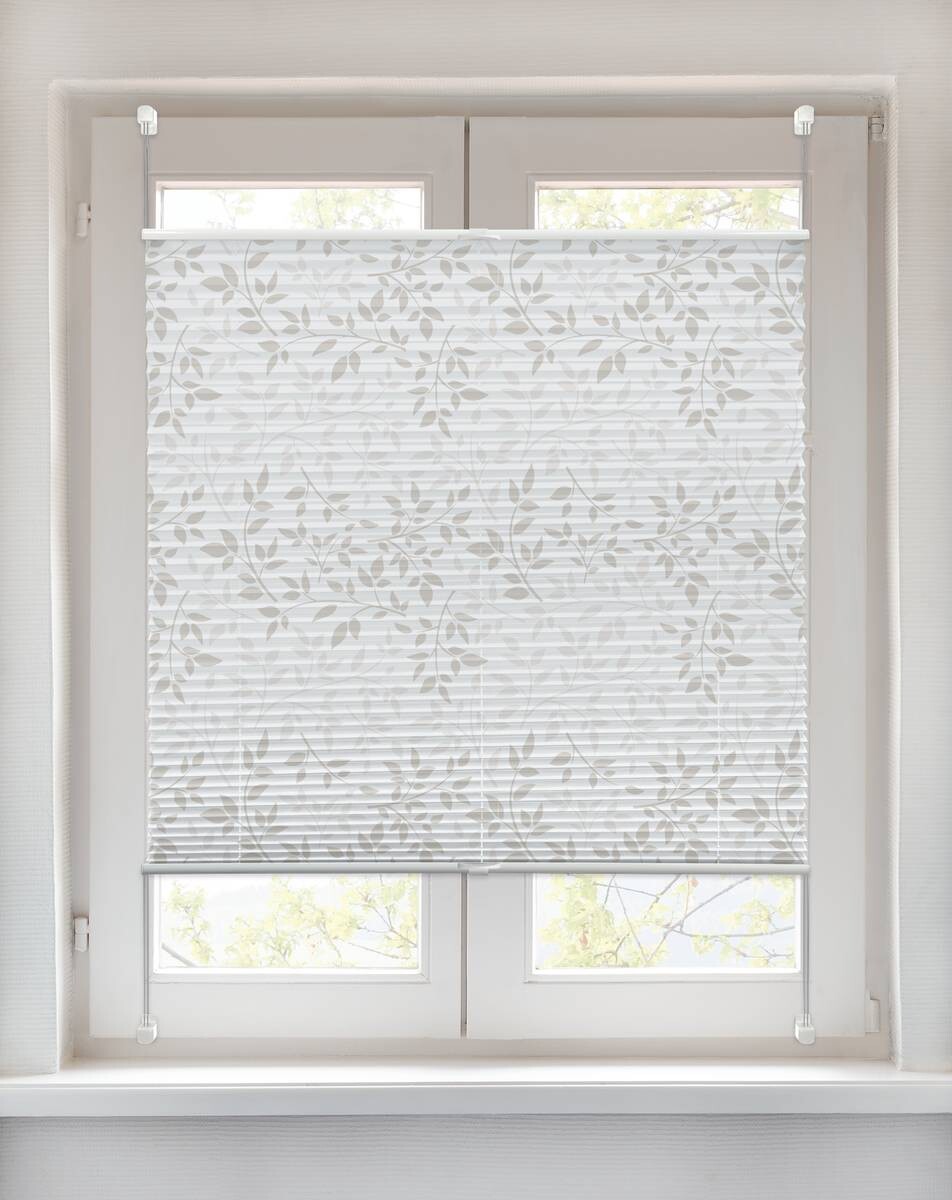 Spannplissee Blätter taupe B/L: ca. 40x130 cm