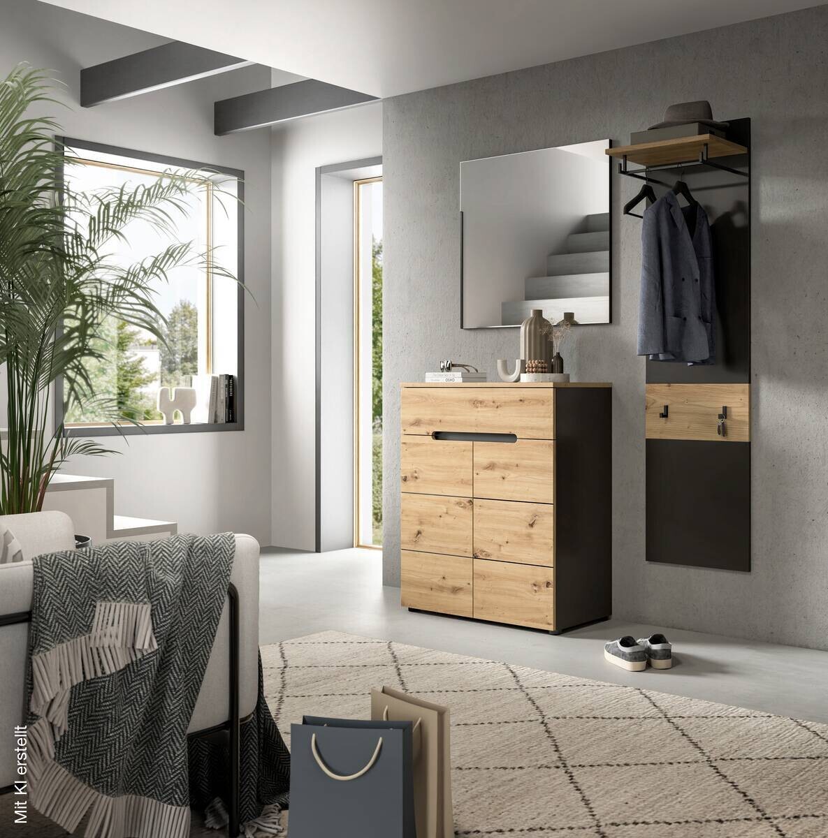 Garderobe Canu basaltgrau Nachbildung Artisan Nachbildung B/H/T: ca. 140x190x37 cm