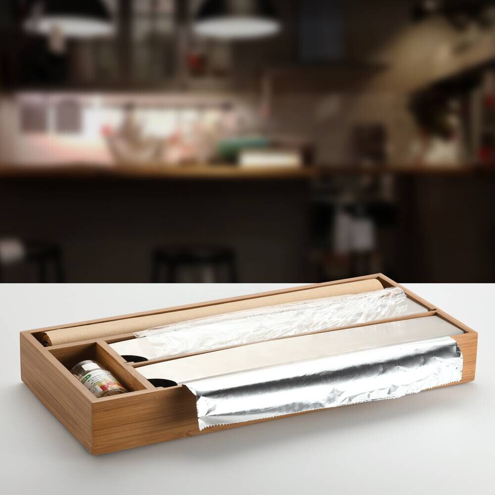 Kesper Folienspender braun Metall B/H/L: ca. 20,5x6x47 cm