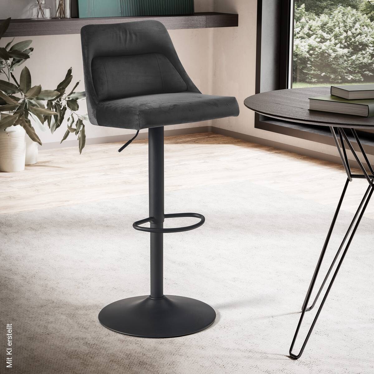 Barhocker schwarz Samt B/H/T: ca. 45x106x51 cm