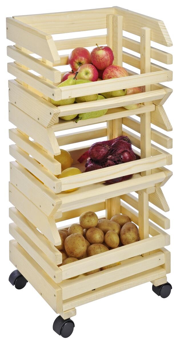 HI Obsthorde 3-teilig natur Kiefer B/H/T: ca. 37x80x25 cm