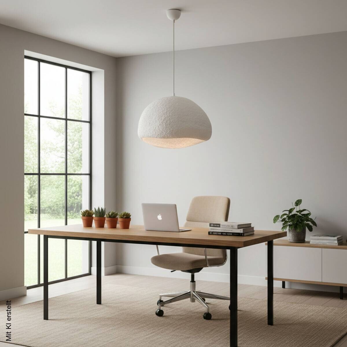 Opviq Pendelleuchte weiß Metall Fiberglas B/T/L: ca. 50x44x50 cm E27 1 Brennstellen