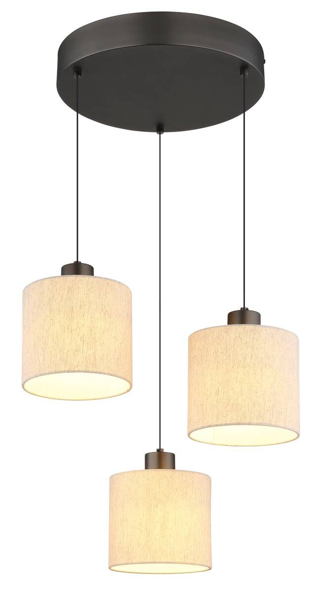 GLOBO Pendelleuchte creme schwarz Metall Leinen H/D: ca. 180x49 cm 1 Brennstellen