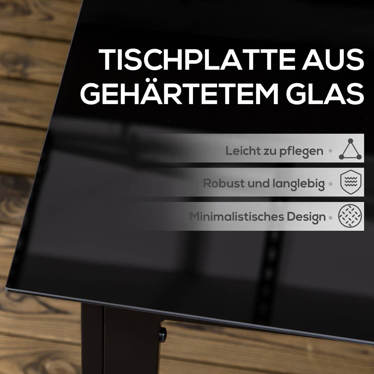 Outsunny Gartentisch schwarz Aluminium B/H/L: ca. 90x74x150 cm