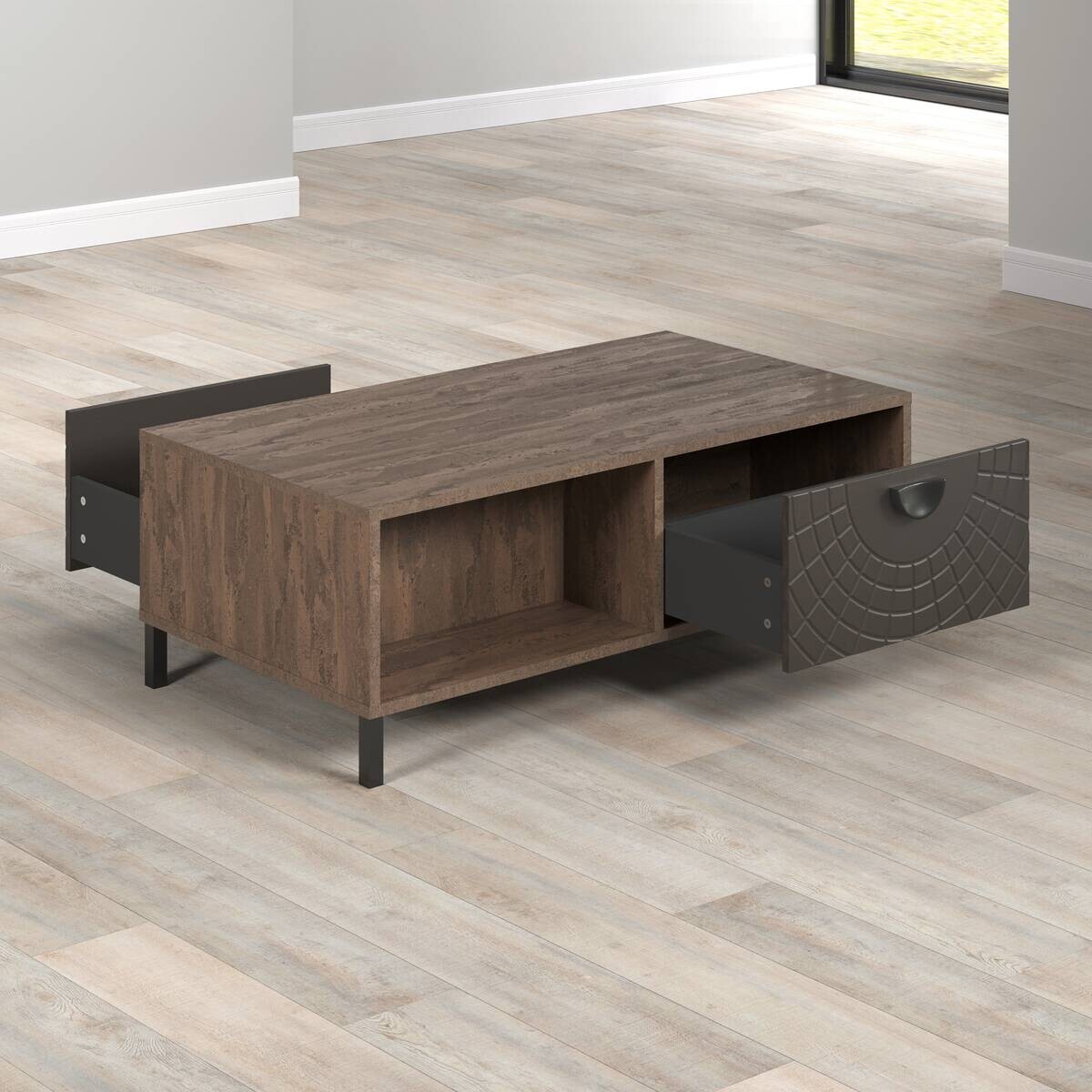 Couchtisch Fusion Eiche dunkel Nachbildung bronze Optik B/H/T: ca. 110x37x60 cm