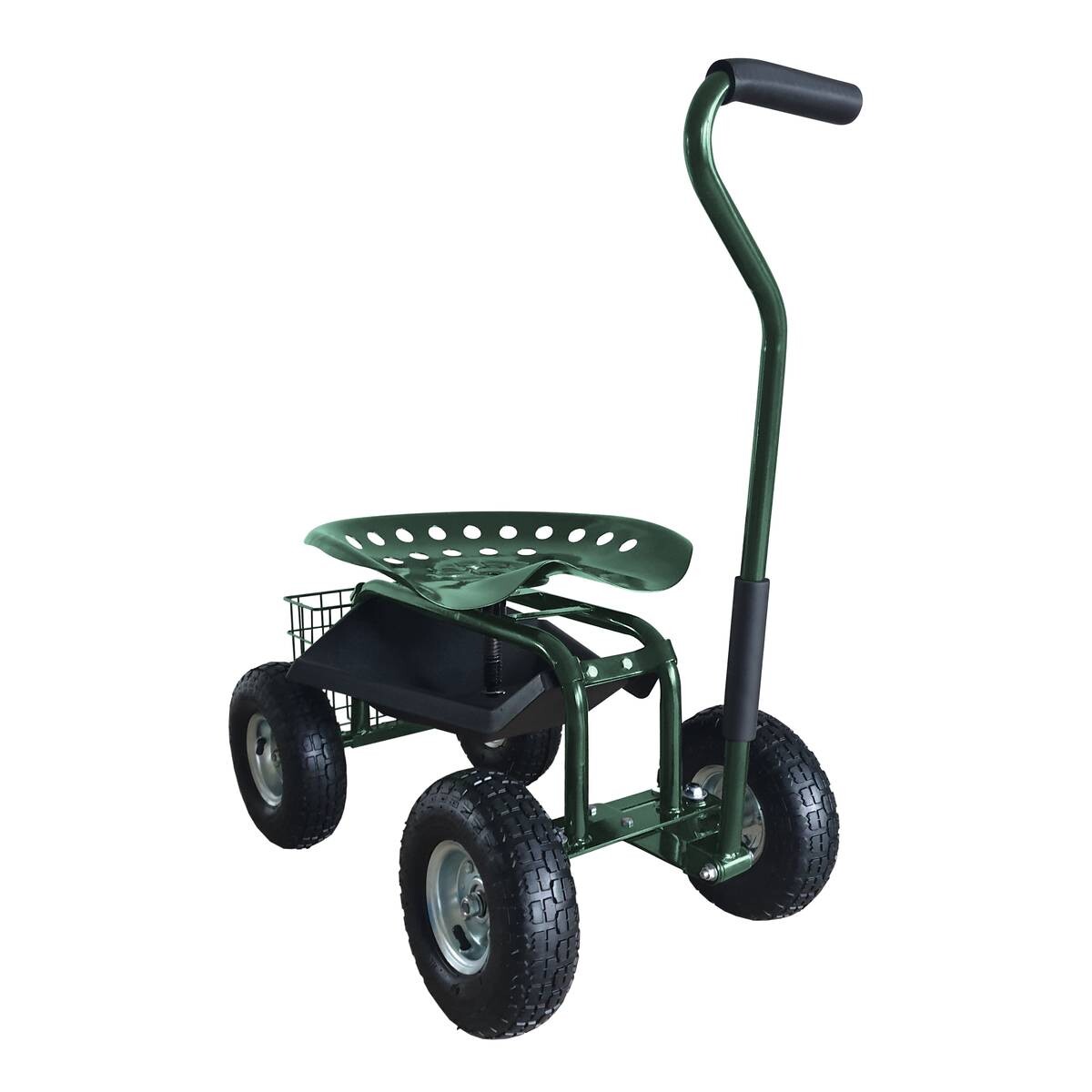 AXI Fahrbarer Gartensitz AG22 grün Metall B/H/T: ca. 53x98x112 cm