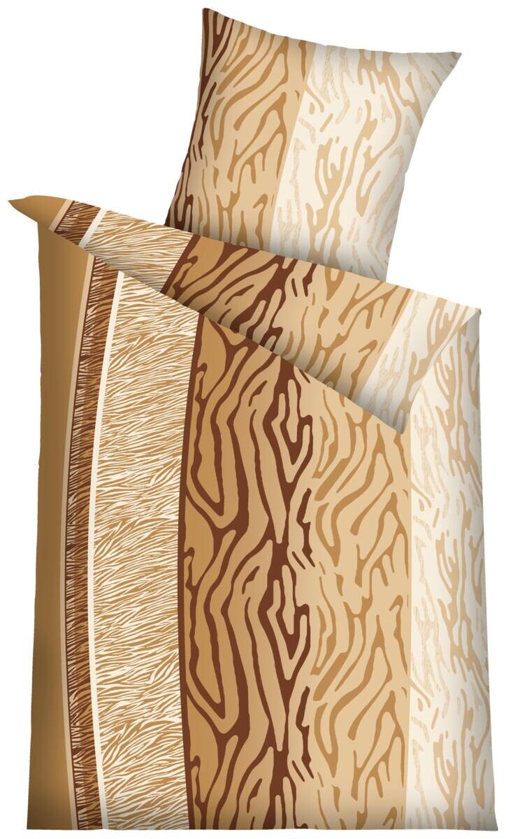 Sensation Baumwoll Bettwäsche Cotton touch rost braun creme 52% Baumwolle, 48% Polyester B/L: ca. 135x200 cm