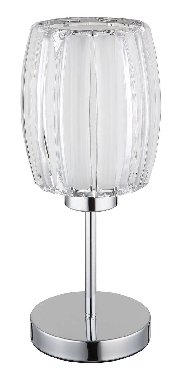 GLOBO Tischleuchte Chrom Opal schwarz Glas Metall Textil H/D: ca. 40x18 cm E27 1 Brennstellen