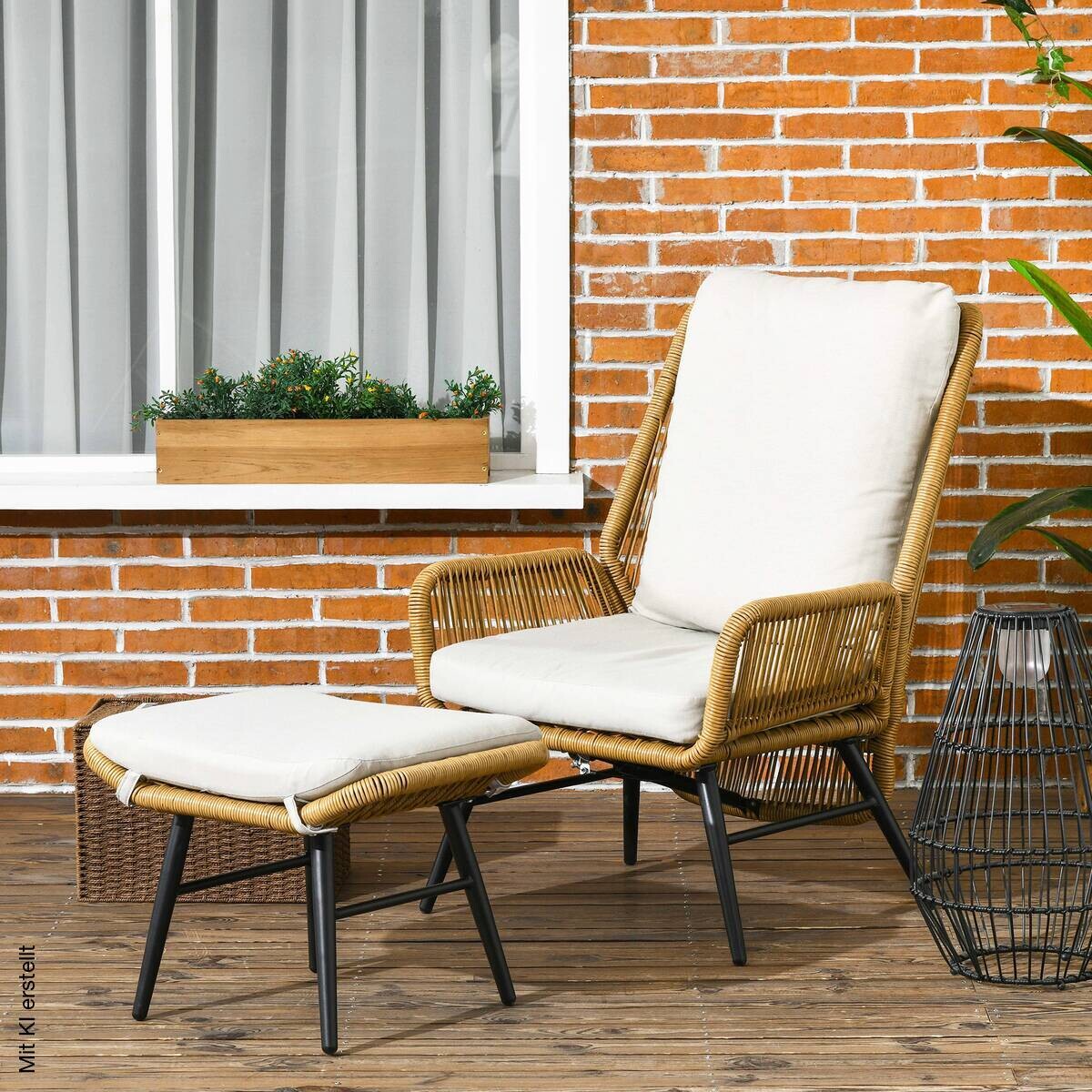 Outsunny Gartensessel natur Polyester B/H/L: ca. 83x94x67 cm
