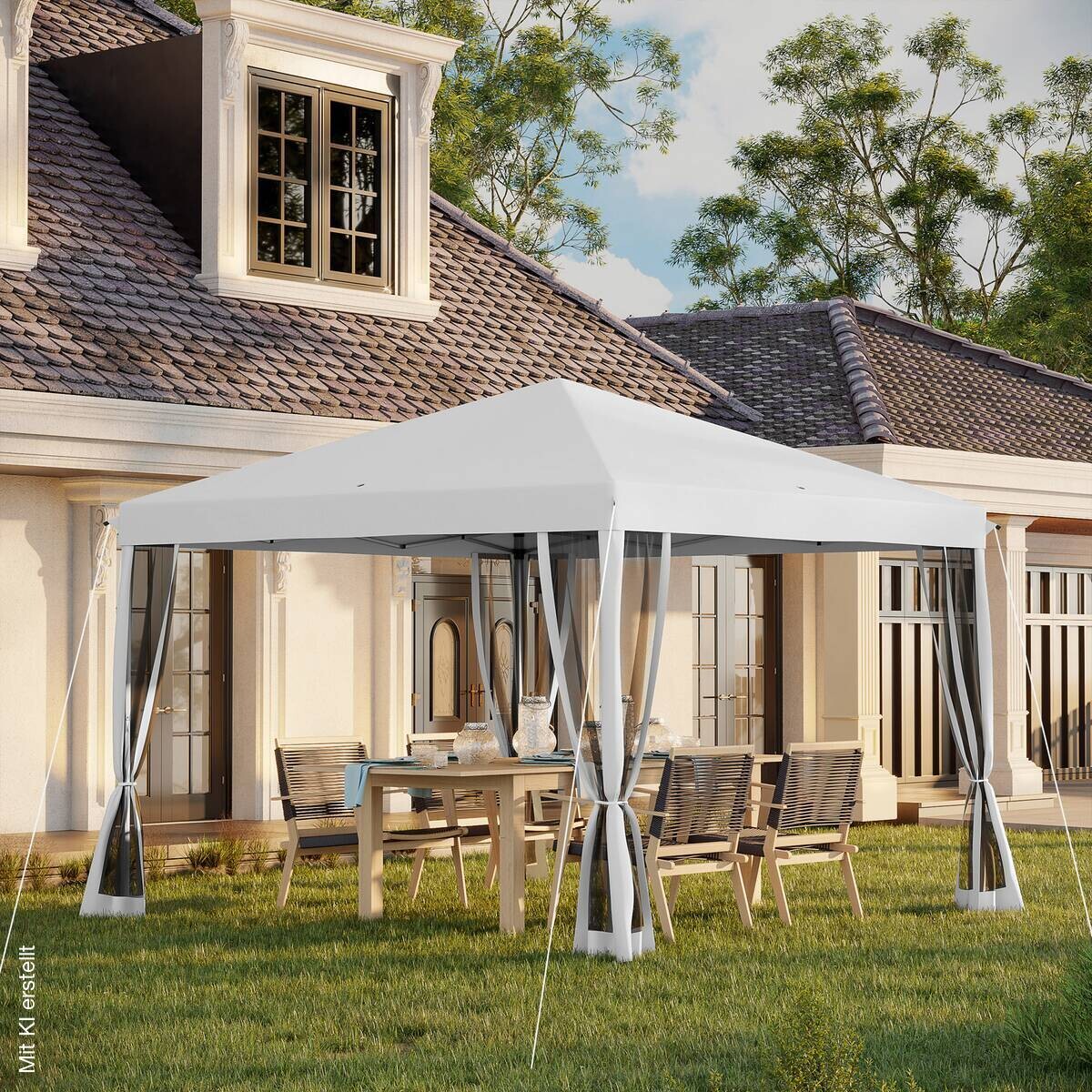 Outsunny Pavillon schwarz Metall B/H/L: ca. 295x260x295 cm