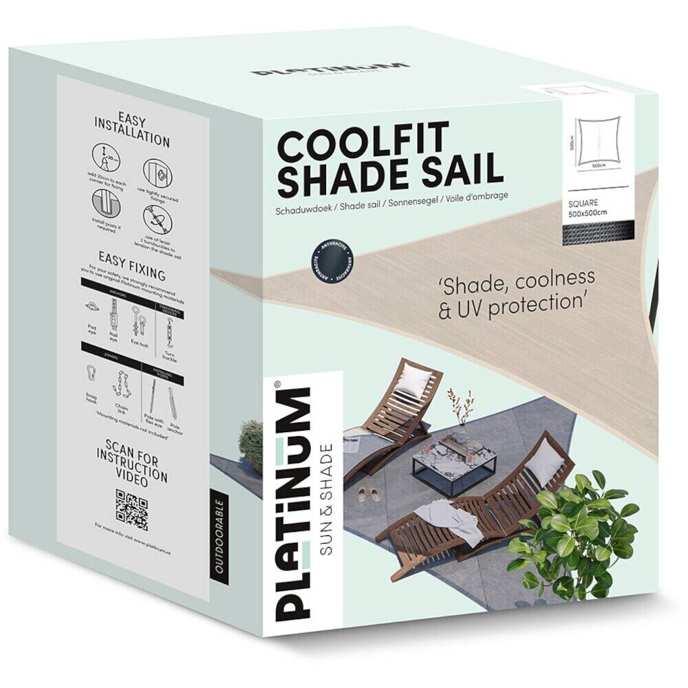 PLATINUM Sonnensegel Coolfit grau Polyethylen B/H/L: ca. 500x1x500 cm