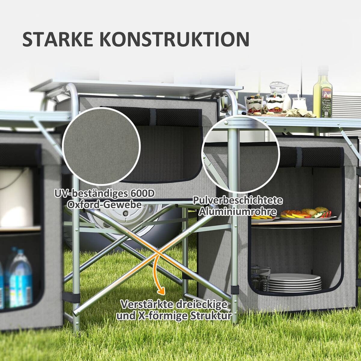 Outsunny Campingküche B/H/L: ca. 48x119x172 cm