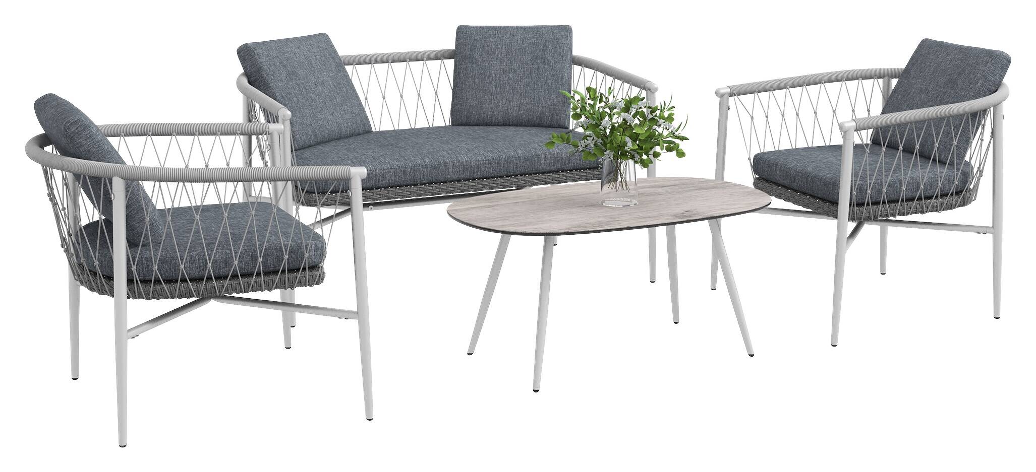 Outsunny Sitzgruppe grau Edelstahl B/H/L: ca. 68x121x67 cm