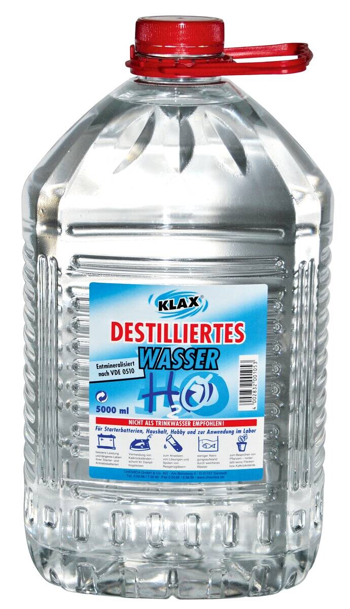 Destilliertes Wasser 2x1 Liter – Entmineralisiert Nach VDE 0510 & DIN 43530, Für Batterien, Kühler & Bügeleisen Destilliertes Wasser 2 Liter VDE 0510 Destilliertes Wasser 2x1 Liter – Entmineralisiert Nach VDE 0510 & DIN 43530, Für Batterien, Kühler & Bügeleisen Destilliertes Wasser 2 Liter VDE 0510