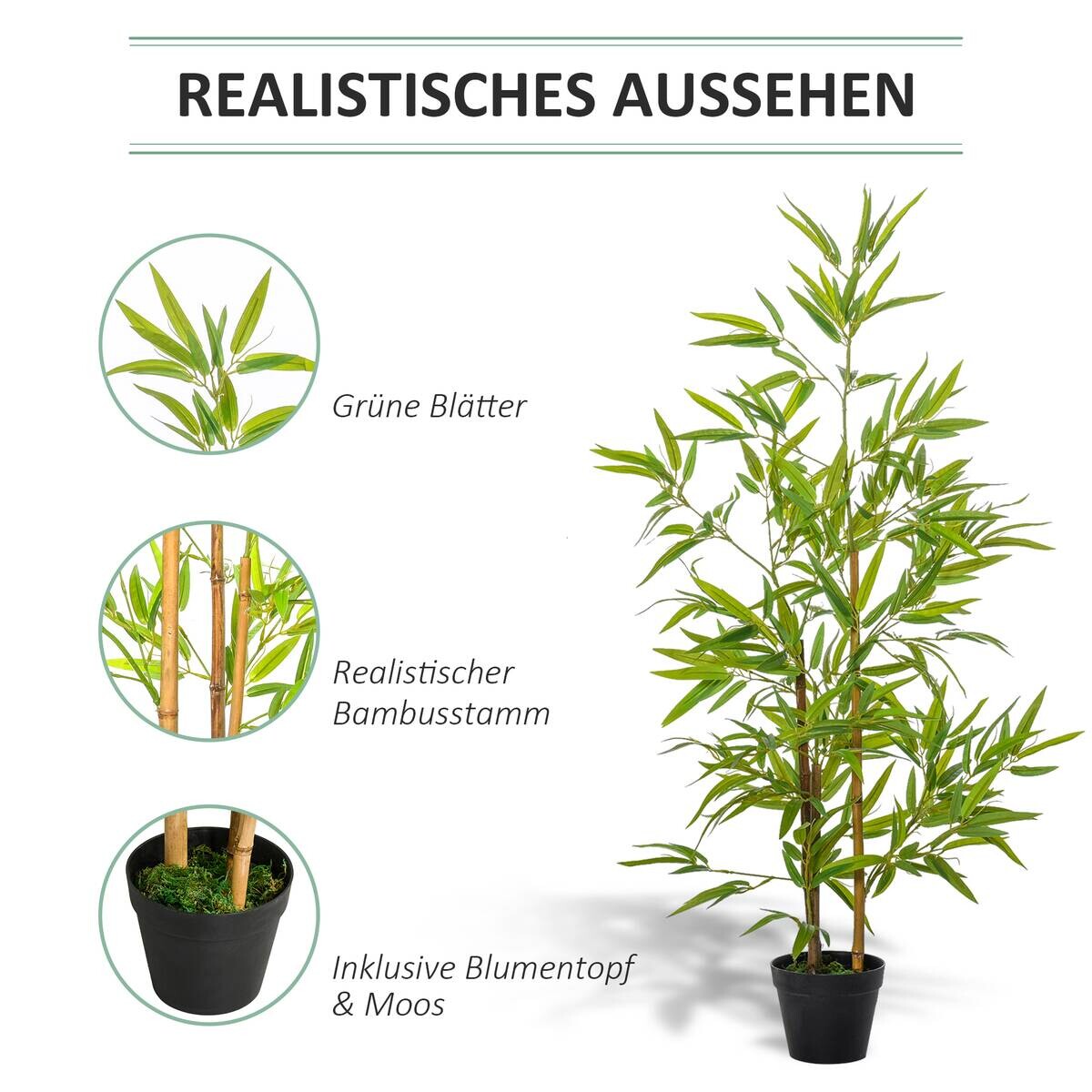 Outsunny Kunstpflanze grün Edelstahl B/H/L: ca. 15,5x15,5x120 cm